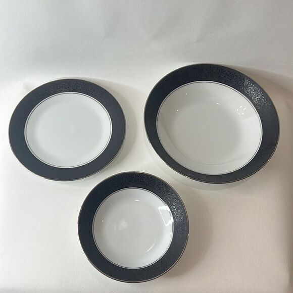 Noritake Bowl Dessert Ice Cream Dish White Gray Silver 5 1/4 Round Mirano Japan - Picture 4 of 6